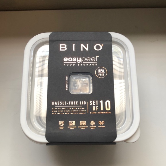New Bino 10 Piece Food Storage Set.5 Containers & 5 Lids,BPA Free,Microwave Safe